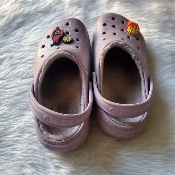 Crocs Lavender Glitter Girls Size 2 Crocs - Picture 4 of 7